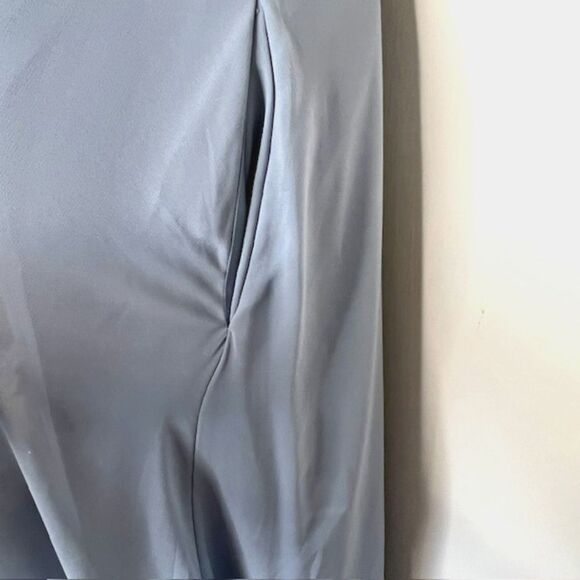 AZAZIE DUSTY BLUE LACE & CHIFFON FORMAL KEYHOLE HALTER TOP BRIDESMAID MOB MOG - Picture 7 of 12